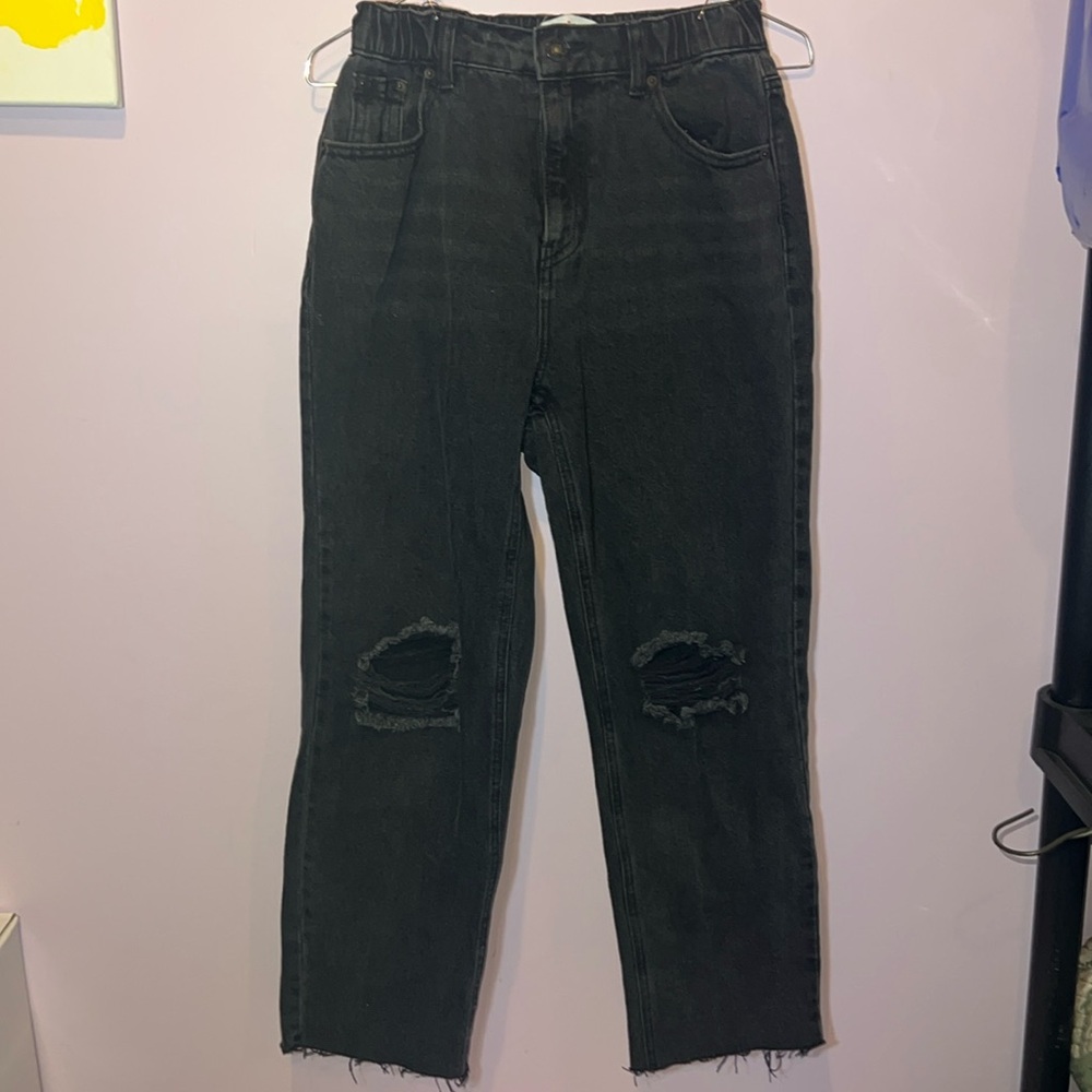Vanilla Star black jeans distressed elastics‎ waist size 25/1